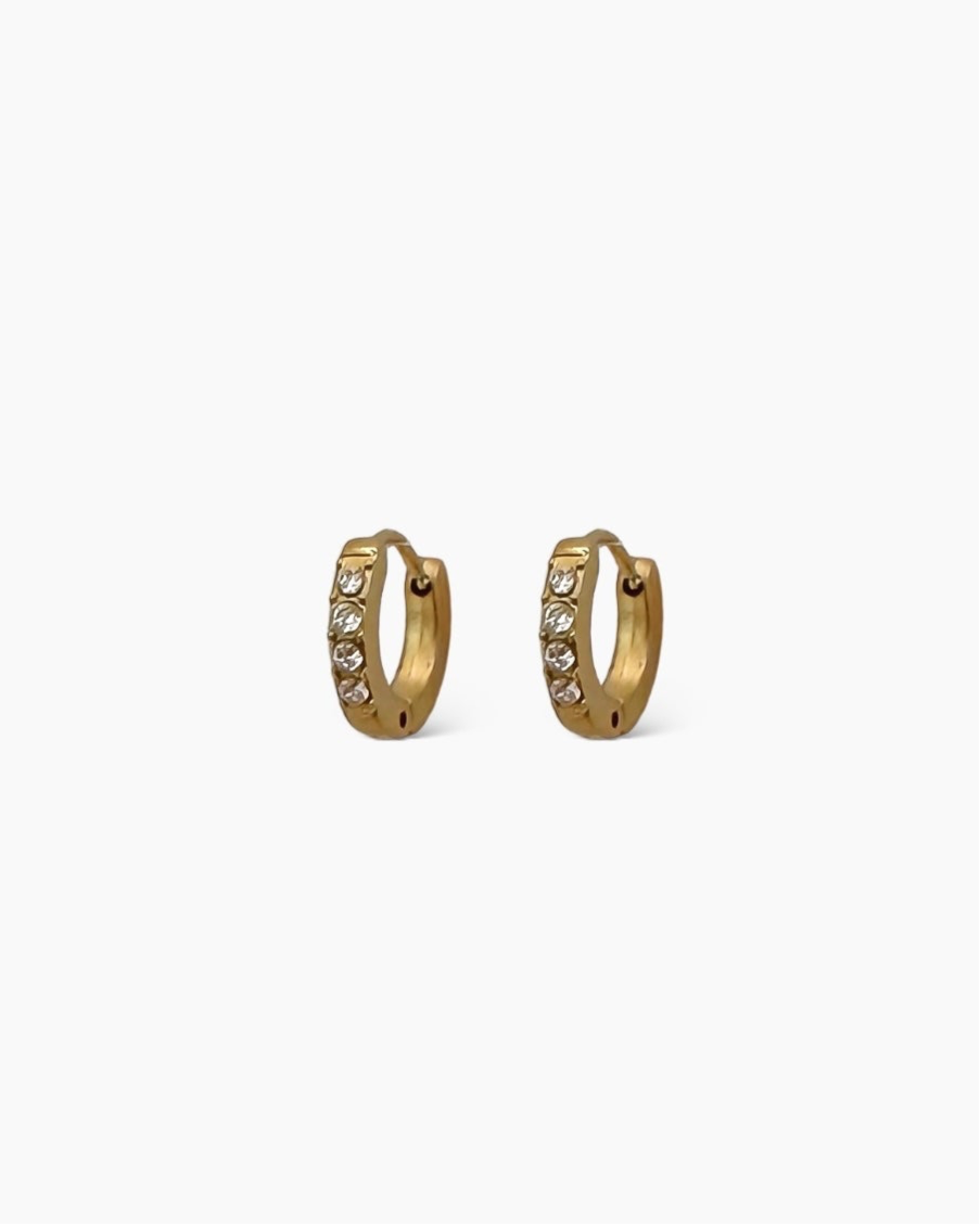 Arito mini con circonitas en acero baño oro 18K Taliah Mini