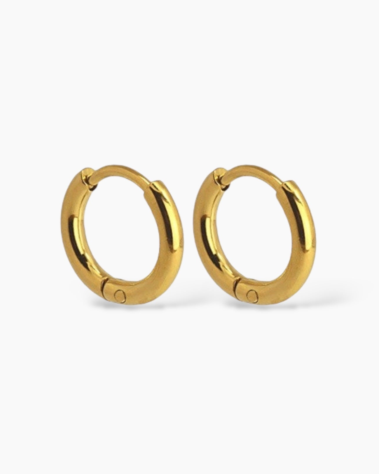 Aritos básicos 14mm en acero baño oro 18K