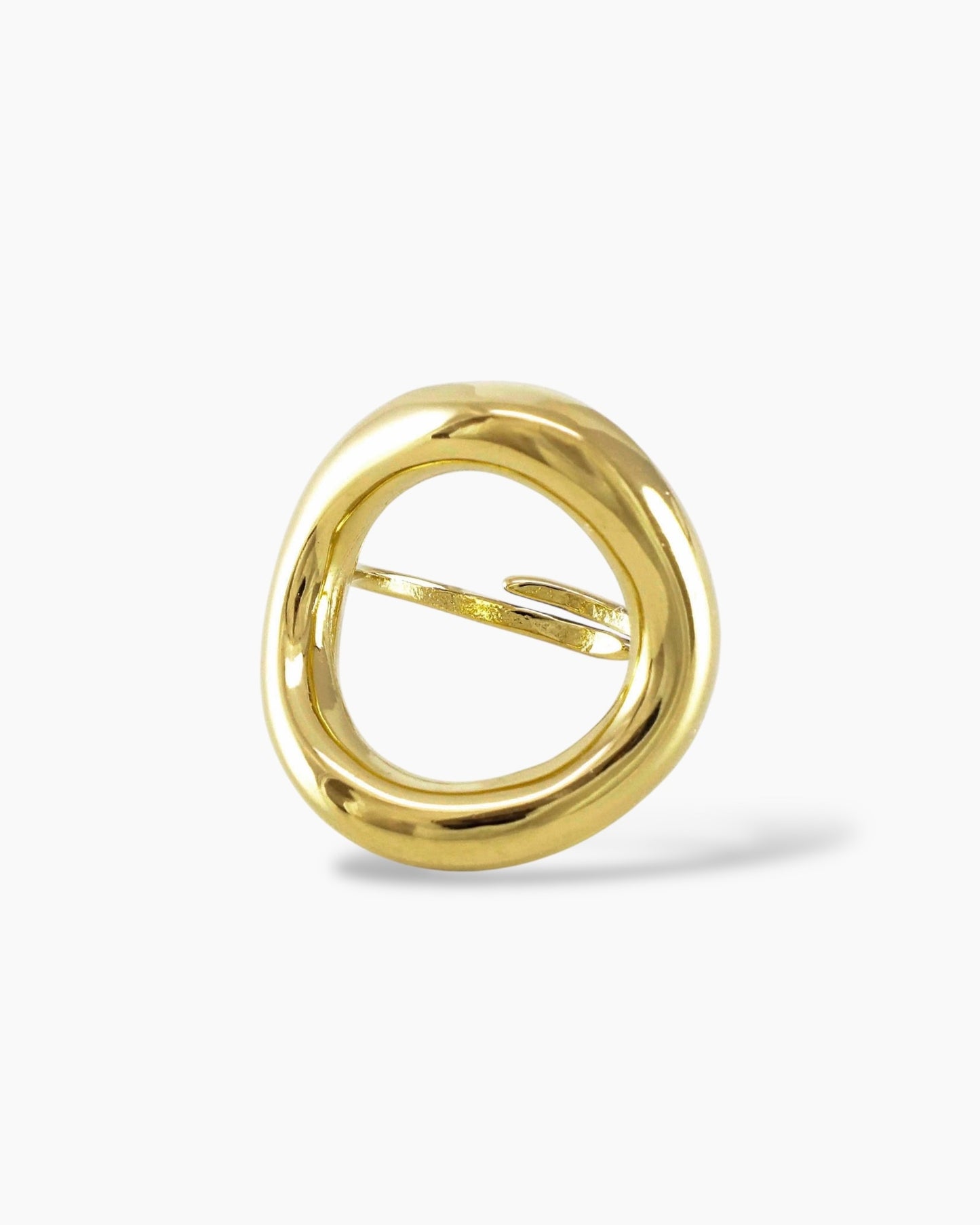 Anillo círculo grande en acero baño oro 18K Ode