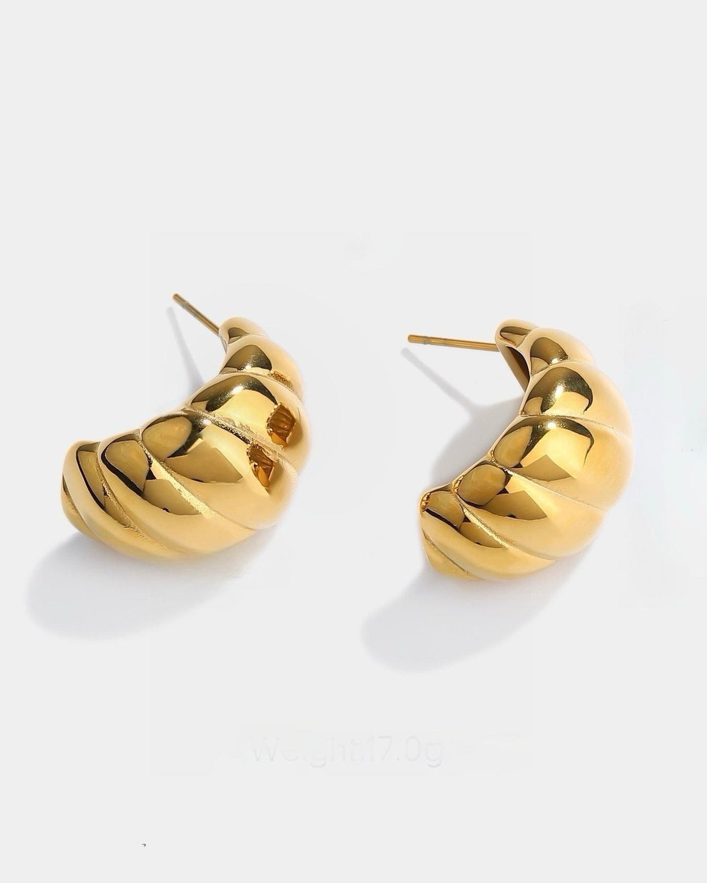 Pendientes Acero elegantes diseño rayas en acero baño oro 18K Ñokis