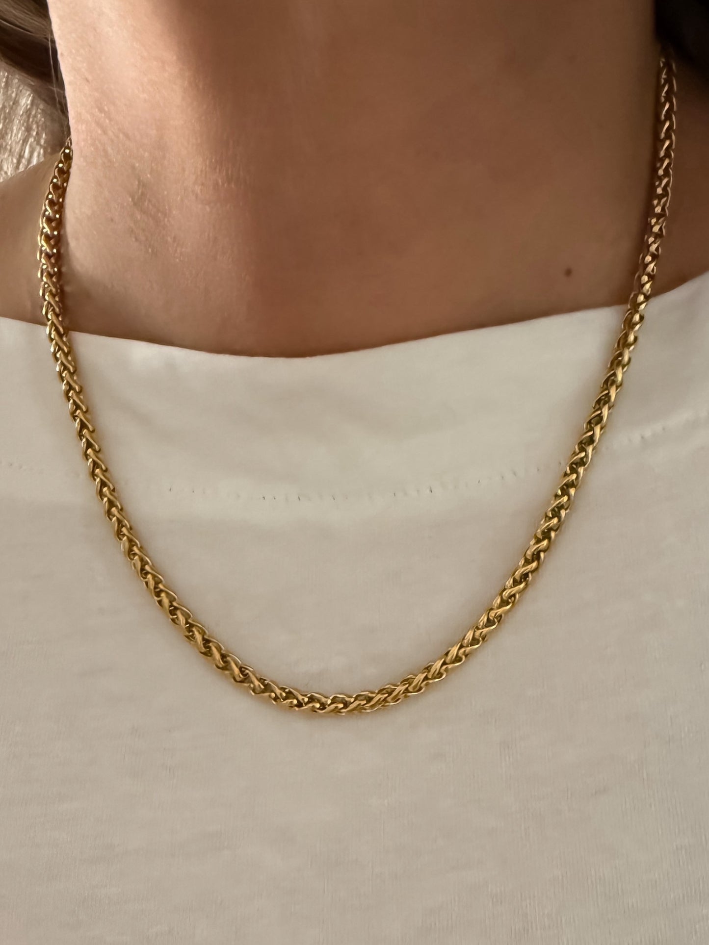 Collar cadena tejida franco en acero inoxidable baño oro 18K Francesca