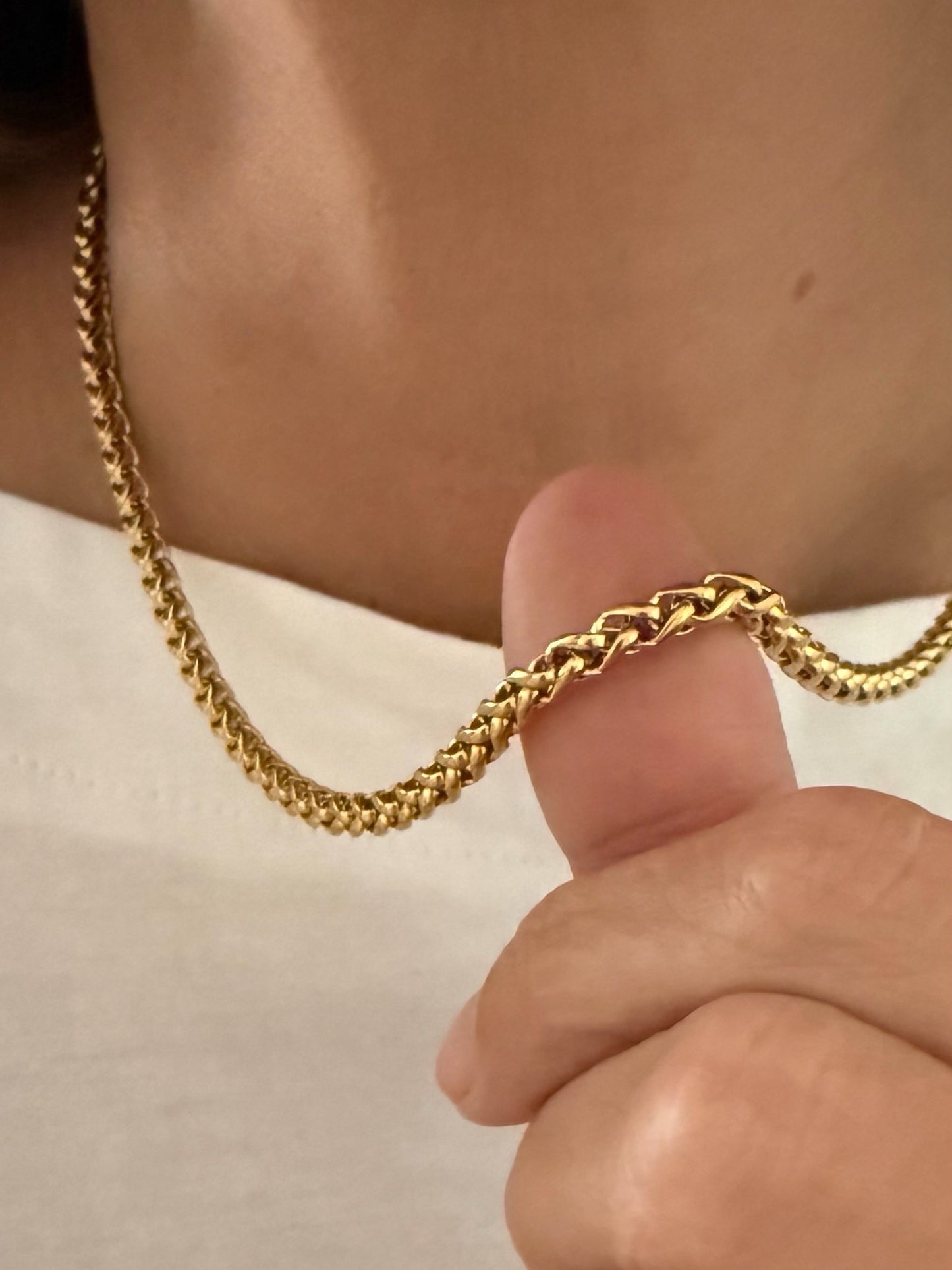 Collar cadena tejida franco en acero inoxidable baño oro 18K Francesca