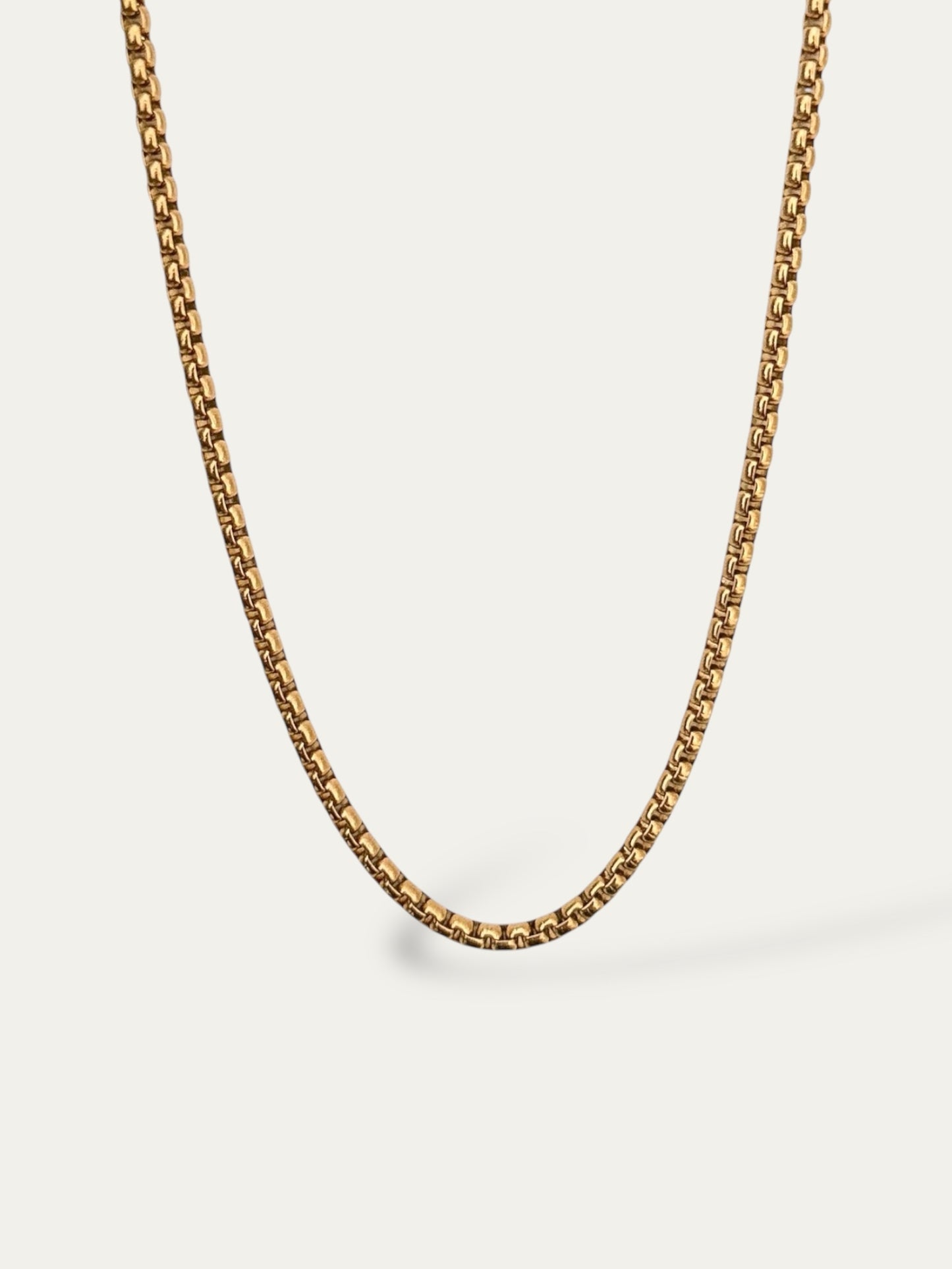 Cadena eslabón de caja 5mm en acero baño oro 18k