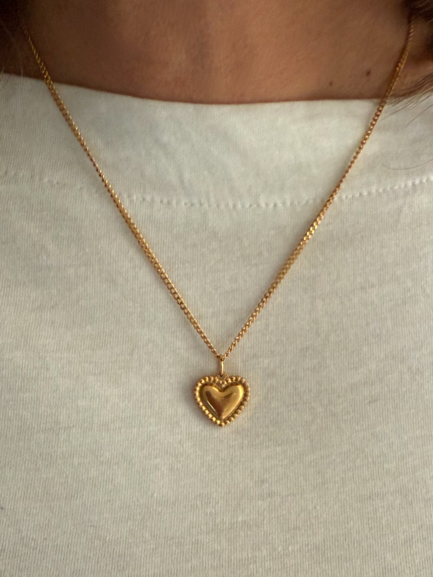 Collar de cadena con colgante de corazón en acero baño oro 18K Lovers