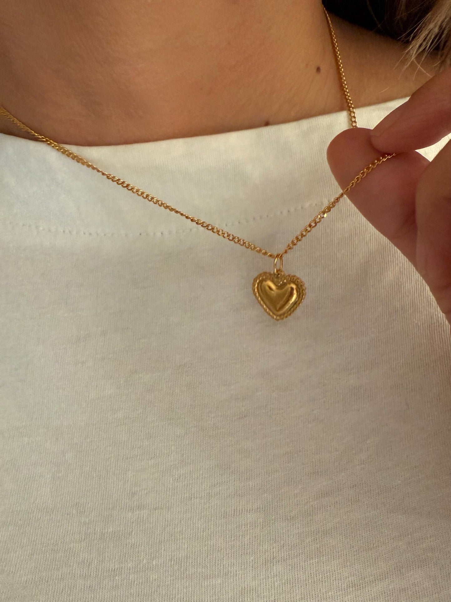 Collar de cadena con colgante de corazón en acero baño oro 18K Lovers