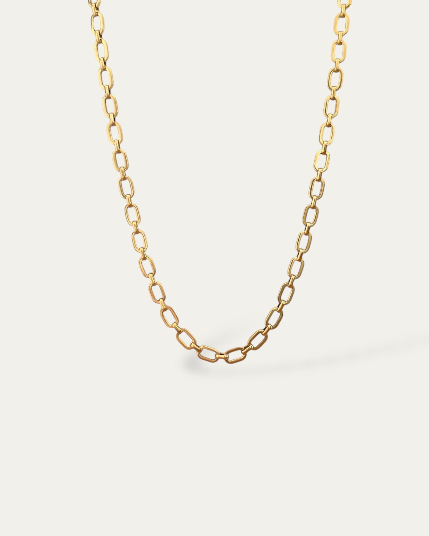 Collar cadena eslabones gruesos planos baño oro 18K Nora