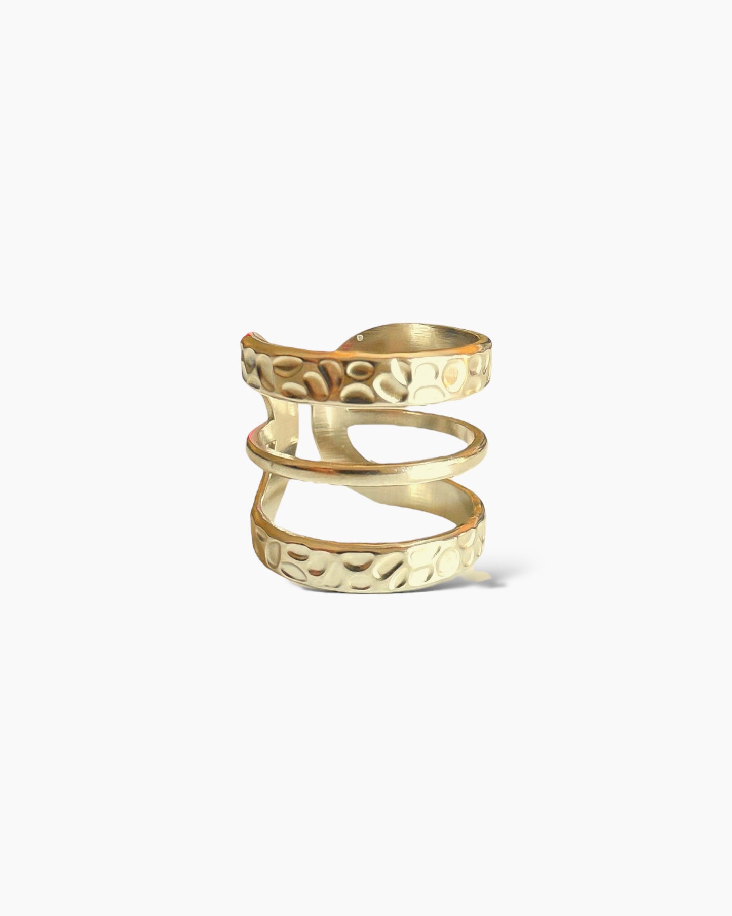 Anillo oro tres bandas textura