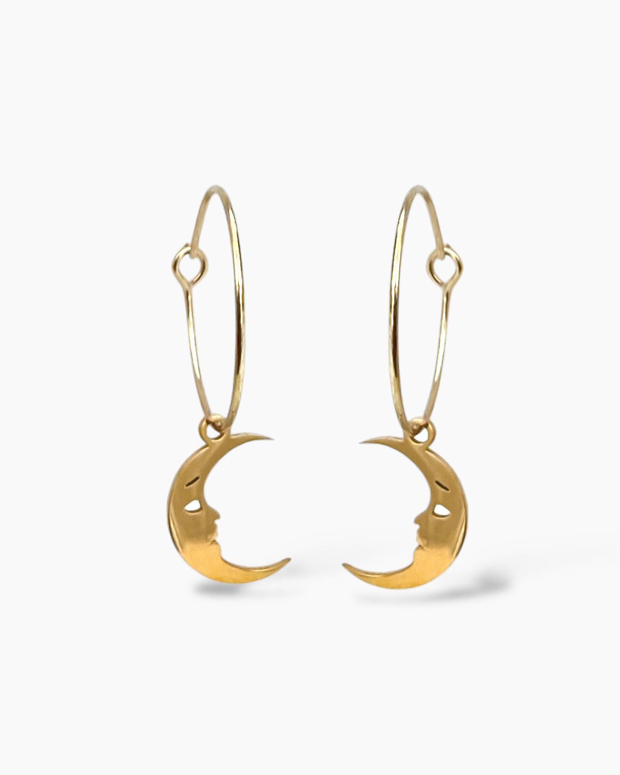 Aritos finos con lunas en acero inoxidable baño oro 18K Midi Lunita
