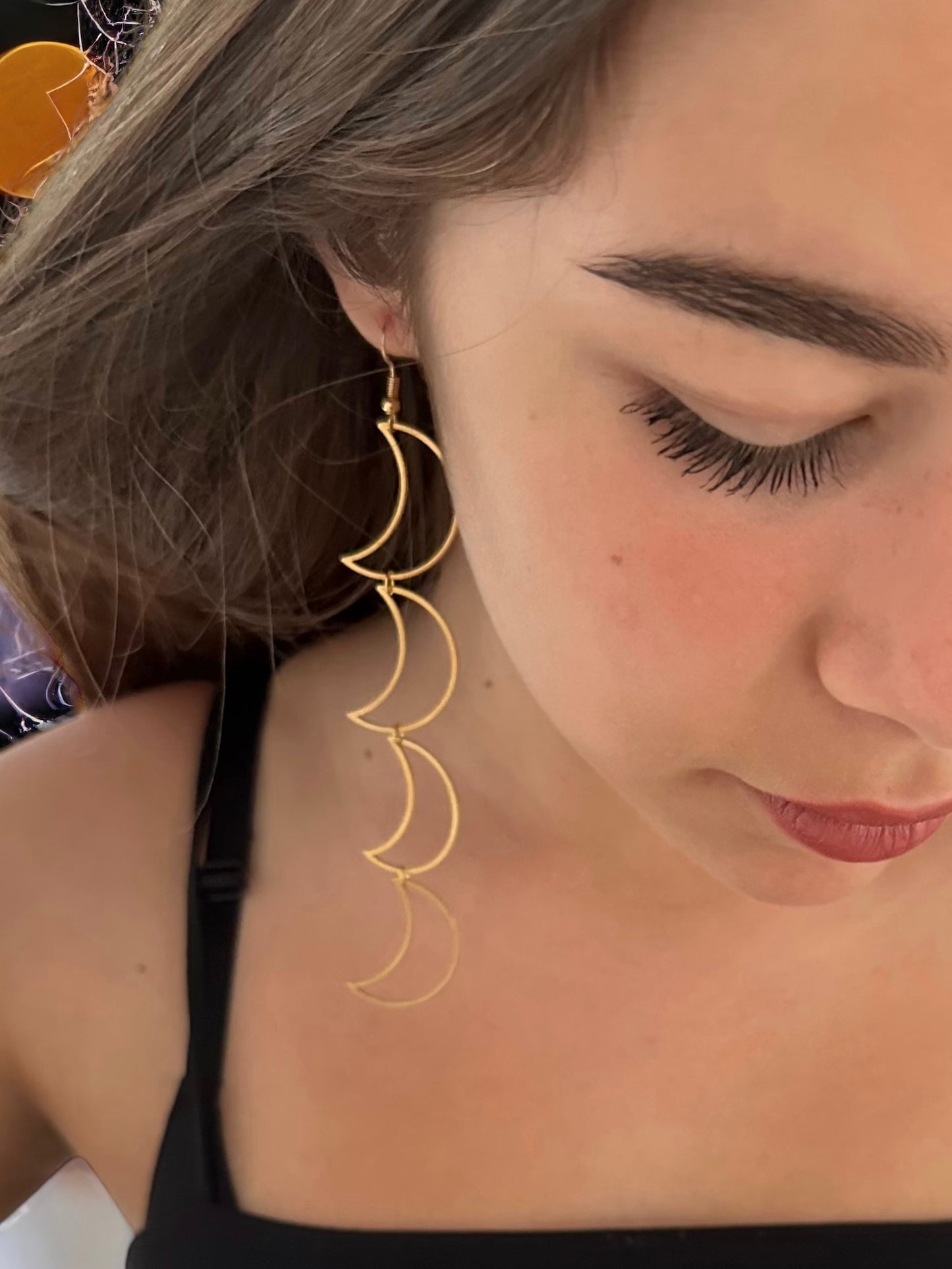 Pendientes largos Charms lunas acero inoxidable Largos Luna