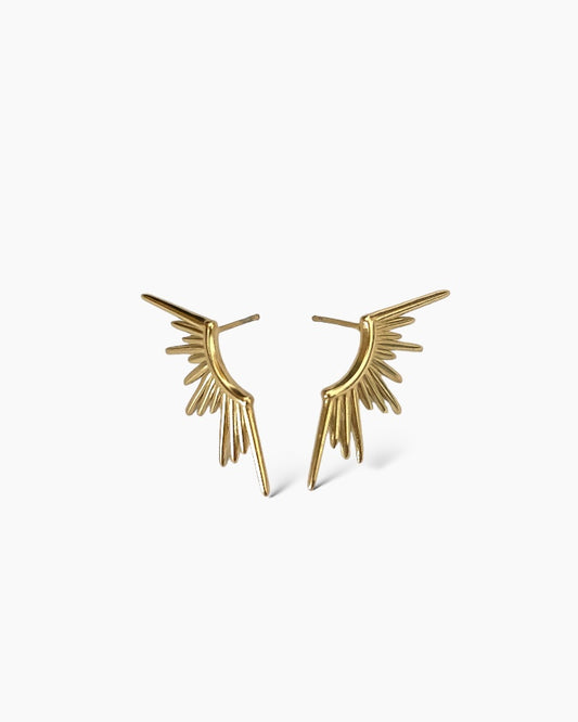 Pendientes presión diseño alas acero baño oro 18K Sunshine