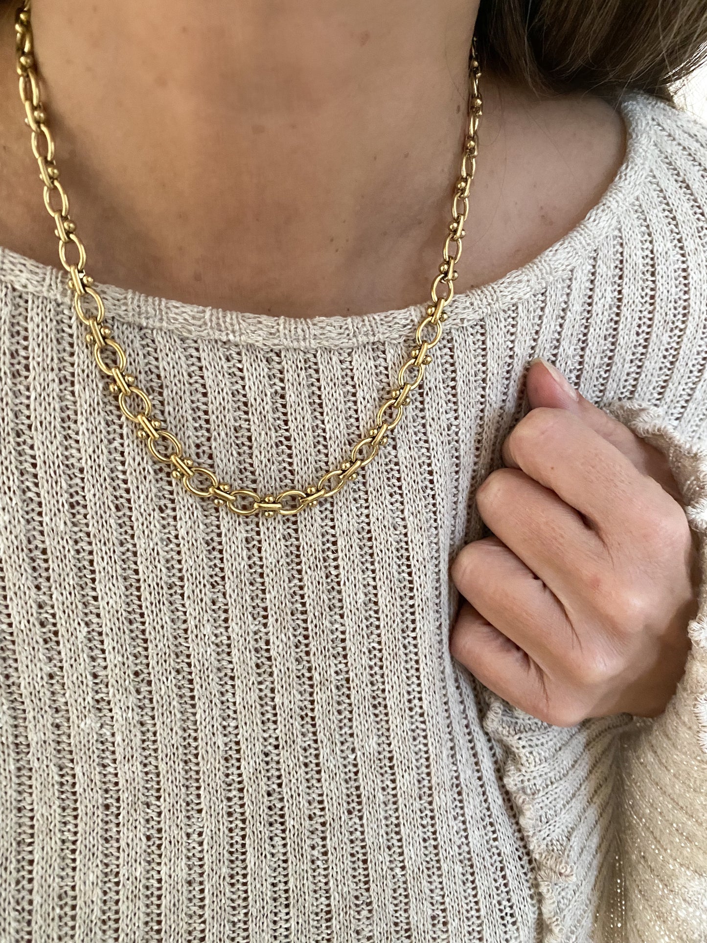 Collar Cadena eslabones gruesos redondeados baño oro 18K Emma