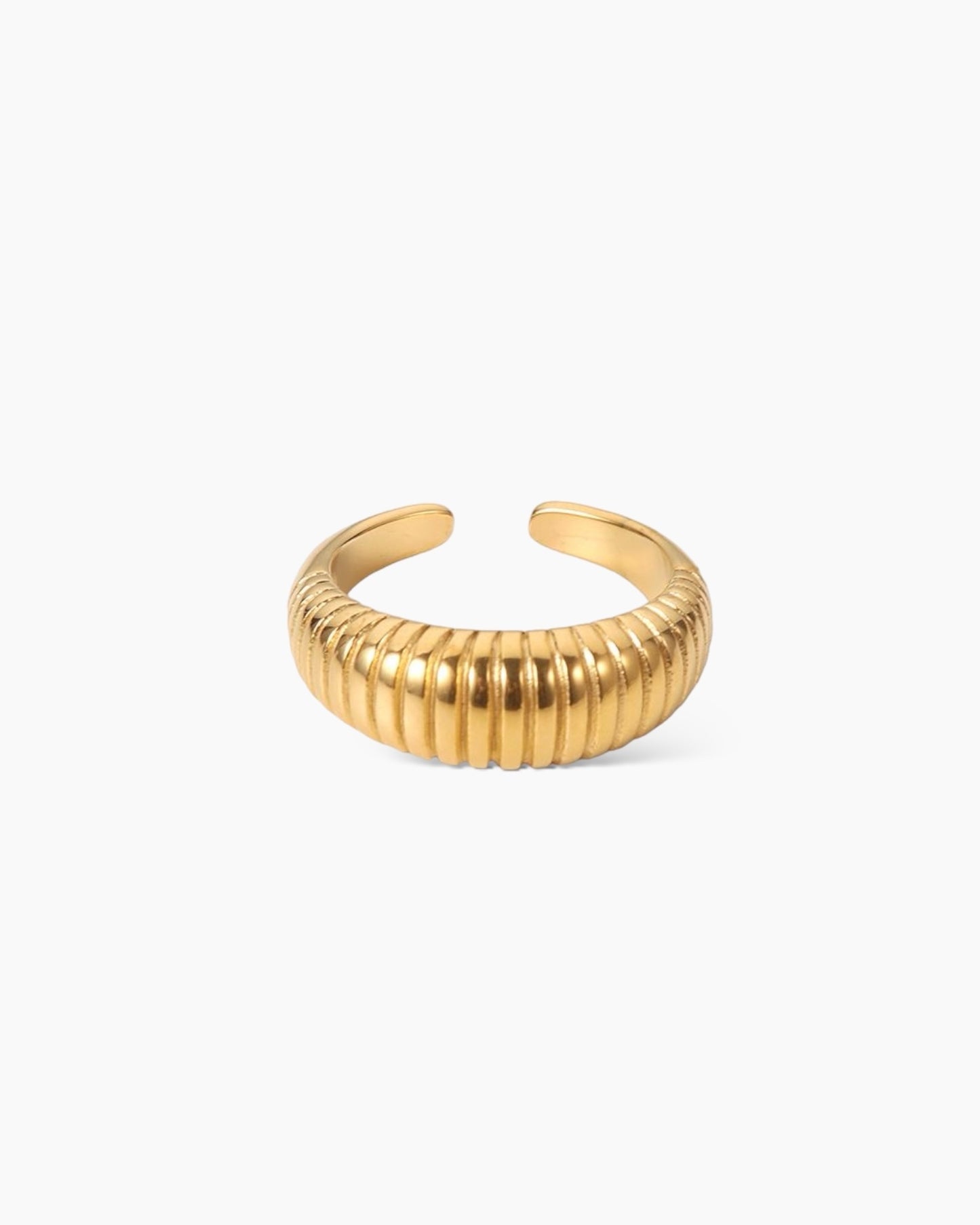 Anillo abierto lineas redondeadas en acero baño oro 18K Sundae