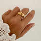 Anillo abierto corazones acero inoxidable baño oro 18K Lovers