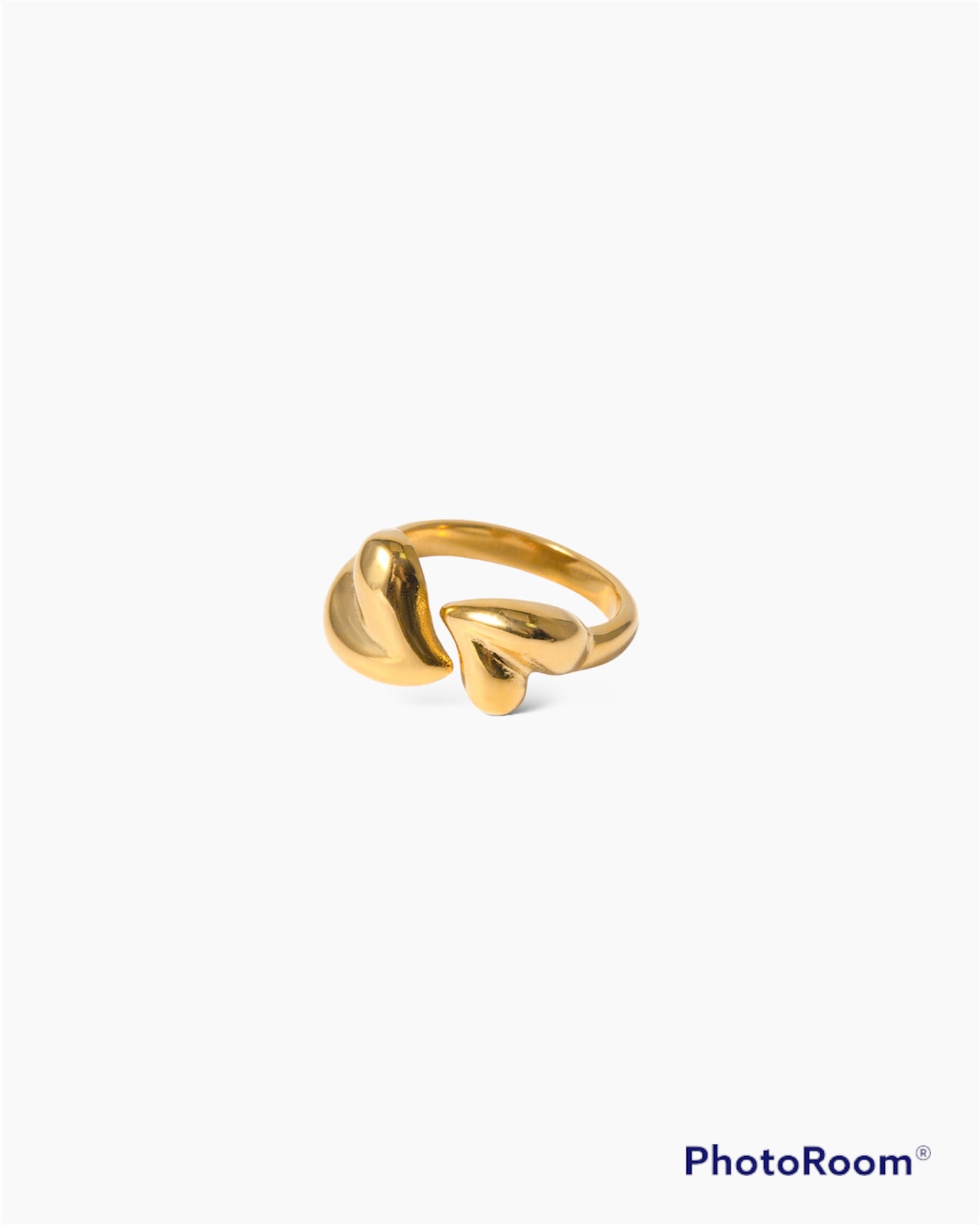 Anillo abierto corazones acero inoxidable baño oro 18K Lovers