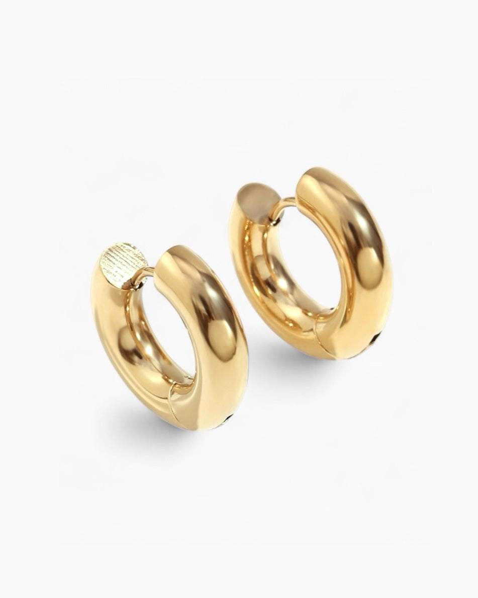 Aros 20mm básicos gruesos en acero inoxidable baño oro 18K