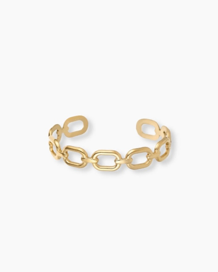 Pulsera brazalete ajustable diseño eslabones en acero baño oro 18K Link