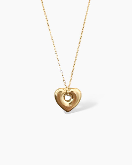 Collar cadena delgada con colgante extraible corazón grueso baño oro 18K Dunkin Corazón