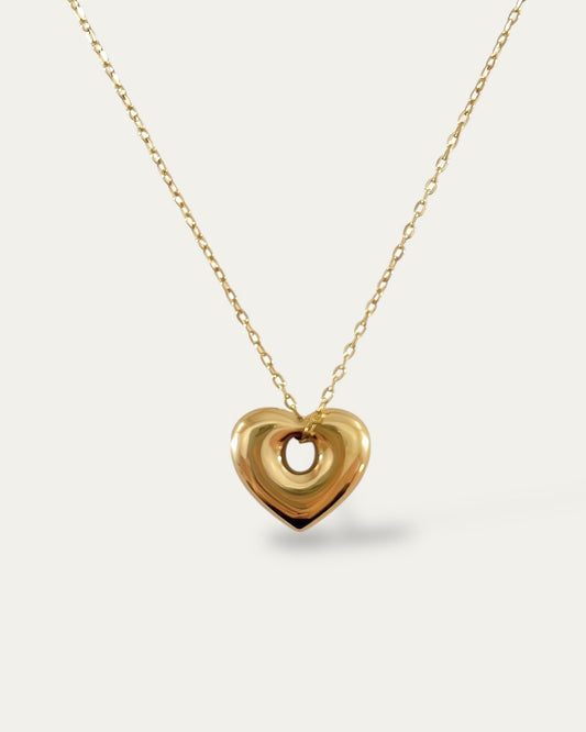 Collar cadena delgada con colgante extraible corazón grueso baño oro 18K Dunkin Corazón