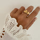 Anillo abierto corazones acero inoxidable baño oro 18K Lovers