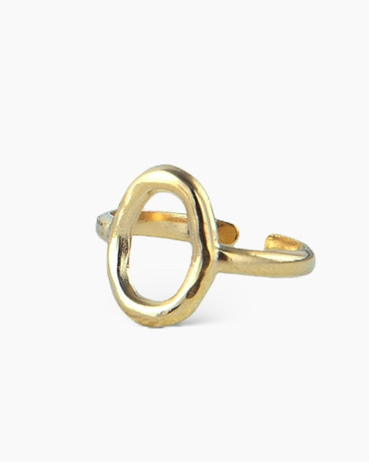 Anillo ajustable detalle círculo en acero baño oro 18K O Gold