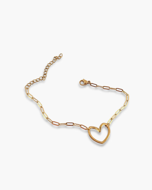 Pulsera cadena charm corazón en acero inoxidable baño oro 18K  Corazón