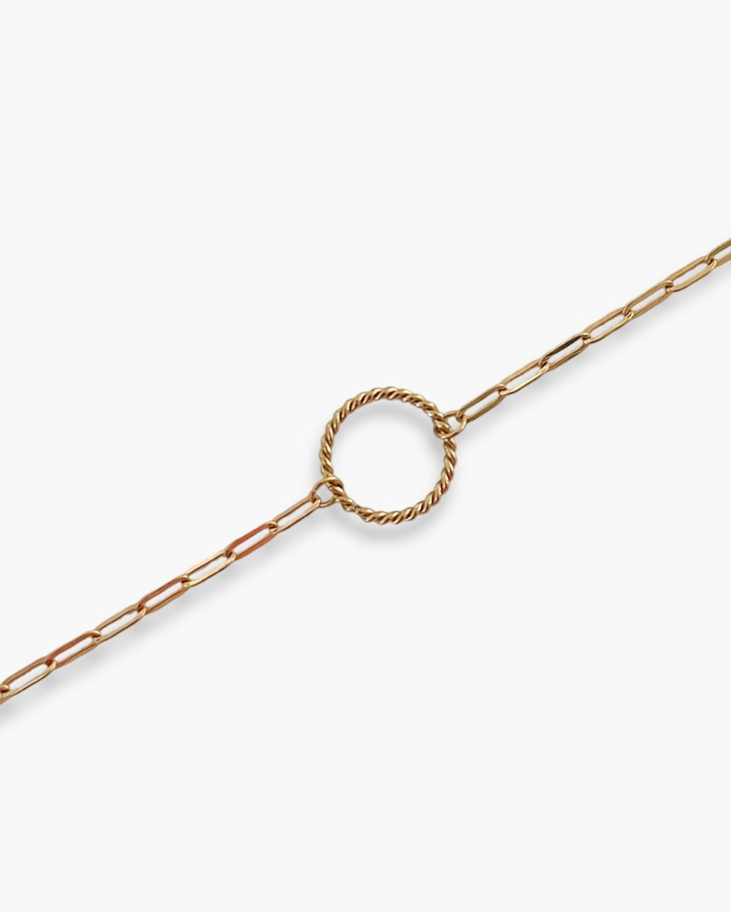 Pulsera cadena entrepieza círculo en acero baño oro 18K Círculo