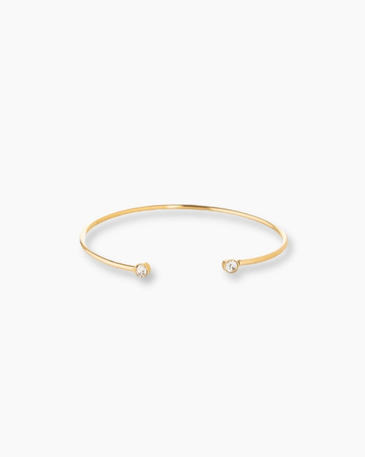 Pulsera fina ajustable acabada en circonitas en acero baño de oro 18K Brillitos