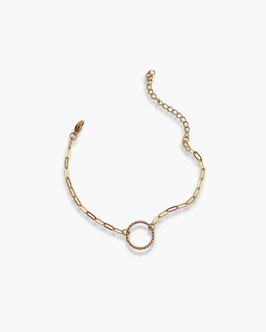 Pulsera cadena entrepieza círculo en acero baño oro 18K Círculo