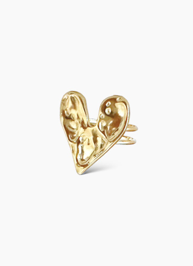 Anillo corazón textura ajustable baño oro 18K Hansel Gold