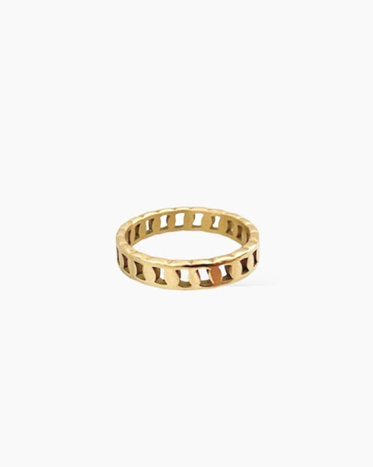 Anillo fino en acero inoxidable baño oro 18K Habana