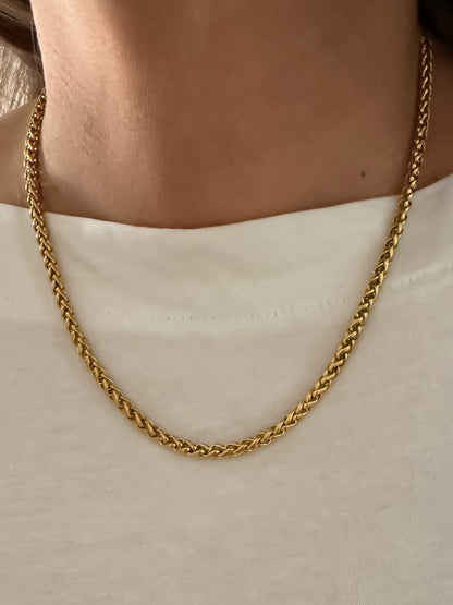 Collar cadena tejida franco en acero inoxidable baño oro 18K Francesca
