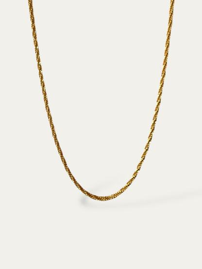 Cadena rizada en acero baño oro 18K