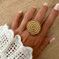 Anillo maxi diseño espiral textura en acero inoxidable baño oro 18K Spiral