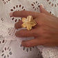 Anillo flor grande textura en acero inoxidable oro 18K Flor