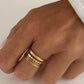 Anillo bandas diseño puntos ajustable en acero baño oro 18K Ender