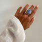 Anillo piedra maxi azul en acero inoxidable baño oro 18K Big Blue