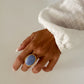 Anillo piedra maxi azul en acero inoxidable baño oro 18K Big Blue