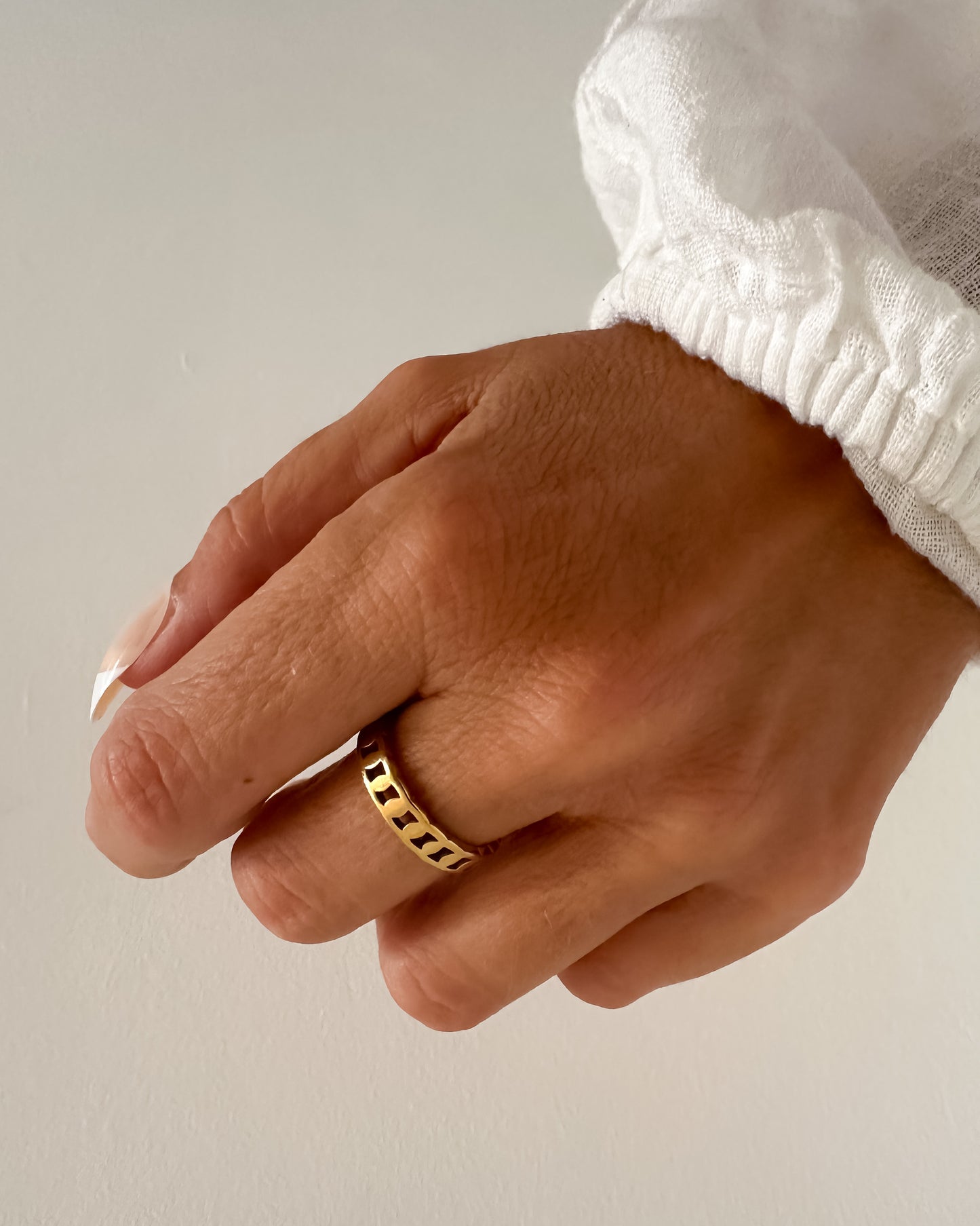 Anillo fino en acero inoxidable baño oro 18K Habana