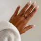 Anillo maxi bandas cruzadas en acero baño oro 18K Chunky