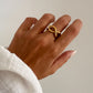 Anillo maxi bandas cruzadas en acero baño oro 18K Chunky