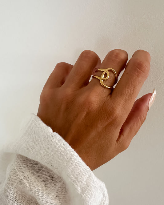 Anillo entrelazado ajustable en acero baño oro 18K Whimsy