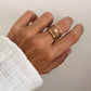 Anillo piedra rosa pequeña acero baño oro 18 K Sandrine