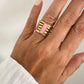 Anillo ajustable piedra rosa rectangular en acero baño oro 18K Bella Rosa