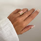 Anillo ajustable piedra rosa rectangular en acero baño oro 18K Bella Rosa