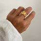 Anillo ajustable acero oro