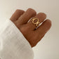 Anillo fino óvalos ajustable en acero inoxidable baño oro 18 K Mavi Gold