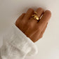 Anillo abierto lateral en forma de garra en acero inoxidable baño de oro 18K Helios