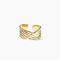 Anillo ajustable bandas cruzadas en acero inoxidable baño oro 18K Marea