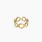 Anillo abierto diseño círculos en acero inoxidable baño oro 18K Mask