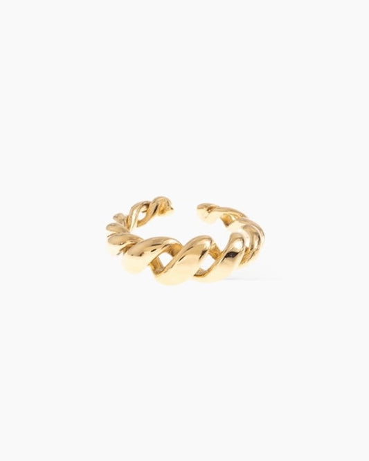 Anillo rizado espiral en acero inoxidable baño oro 18K Twist